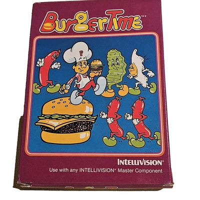 Burgertime (Mattel Intellivision, 1982) Complete in Original Box w/ Overlays. - Image 1 of 4