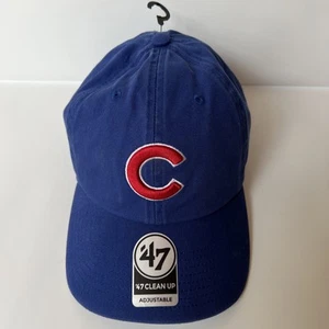 MLB Chicago Cubs โ47 Brand Clean Up Adjustable Hat Cap โ Blue & Red Baseball - Picture 1 of 13
