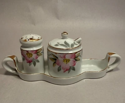 Japan Noritake Morimura HandPainted Lidded Sugar Bowl w/ Spoon, Salt & Caddy (H) - image 1 of 4