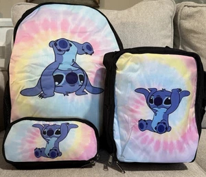 STITCH 3 Piece Backpack Set ~ Rainbow Backpack/Lunch Bag/Pencil Bag~NEW - Picture 1 of 12