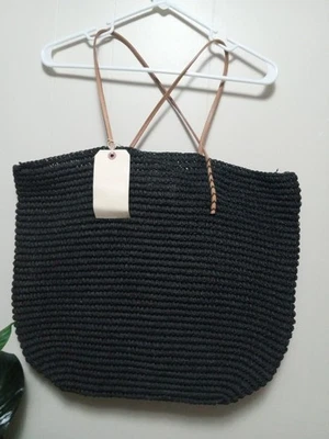 Bolsa de ombro preta Merona tecida grande - Imagem 1 de 4