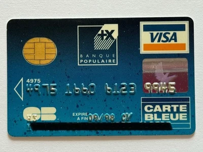 Tarjeta de crédito Banque Populaire▪️Francia▪️Carte Bleue▪️Chip▪️1998 Exp▪️Vintage Foto 1 de 2