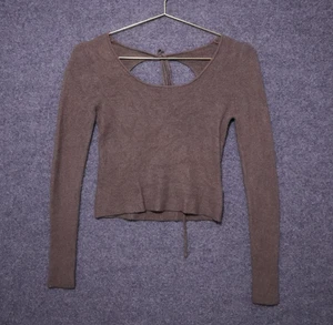 Anthropologie maglione cropped collo quadrato donna XS marrone super morbido corto usato in ottime condizioni - Foto 1 di 4