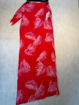 Falda envolvente de pareo para mujer roja rosa con estampado de palma talla pequeña nueva con etiquetas Foto 1 de 4