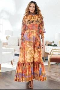 Soft Surroundings Harmonia Maxi Peasant  Cottage Dress  SZ Large - Picture 1 of 9