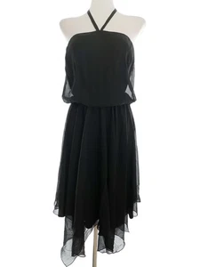 Kit Size 10 (36) Black Long Maxi Dress Sleeveless Asymmetrical - Picture 1 of 5