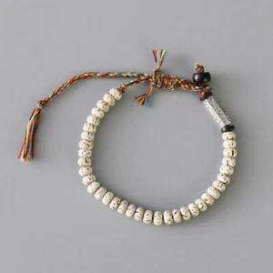 Tibetan Buddhist Braided Lucky Knot Bracelet Natural Beads Handmade Bangle Men - Picture 1 of 7