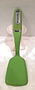 KitchenAid GREEN Silicone Solid Spatula Turner Plastic Chrome Handle Utensil 11" - Picture 1 of 4
