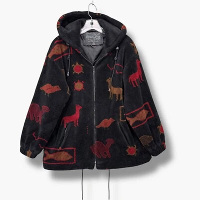 Chaqueta De Colección Forecaster Tribal Estampado Animal Para Mujer XS Pequeña Alpaca Negra Azteca Foto 1 de 4