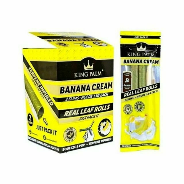 King Palm Slim Pre-Rolled Tobacco Cones, Banana Cream - 2 Pack (4 Rolls)