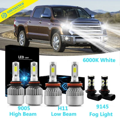 Combo farol de LED Hi Low + lâmpadas de neblina para Toyota Tundra 2007-2013 Sequoia 08-2017 - Imagem 1 de 4