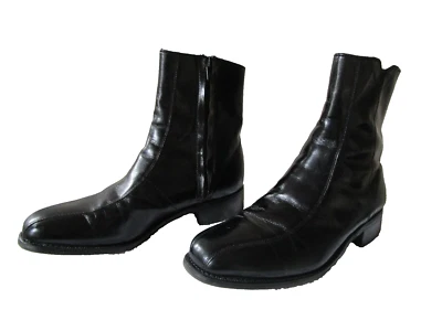 FLORSHEIM BLACK LEATHER ZIP ANKLE BOOTS, SZ 7D, # 11087 SUPER NICE ! - Image 1 of 4