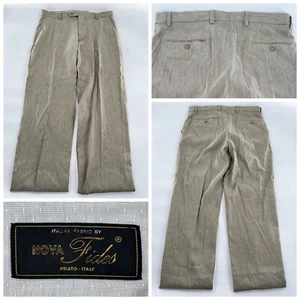 Joseph Abboud Dress Pants 34x38 Men Tan Striped Linen Poly Spandex YGI H4-78 - Picture 1 of 16