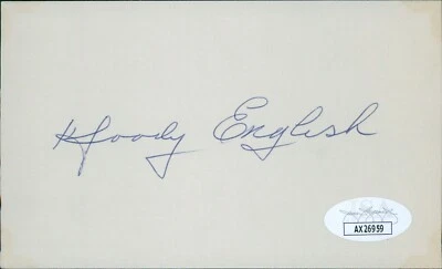 Woody English Chicago Cubs Signed 3x5 Index Card JSA Authenticated - Image 1 of 2