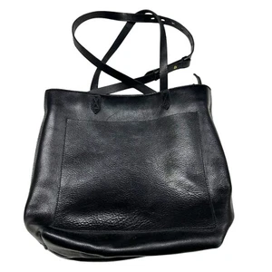 AS IS Madewell The Zip-Top Medium Transport Tote Black Leather - Picture 1 of 14