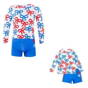 Boy Swimsuits Breathable Bathing Suits Beach Swimwear Bow Knot Print Outfit Set - Picture 1 of 10