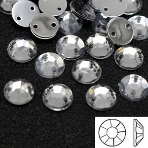 250 Clear Flatback Acrylic Sewing Crystal Round Rhinestone Gems 8mm Sew on beads - Picture 1 of 10