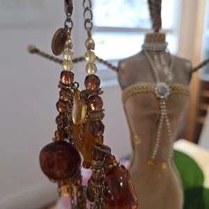 Morgan vintage amber coloured necklace and bracelet set used costume jewellery - Picture 1 of 13