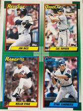 1990 Topps Wax Box Bottom Full Panels J.Rice C.Ripken Jr N.Ryan #M N O P