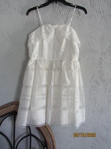 Gianni Bini Girls 14 white summer sundress full sheer skirt bow at bodice lined - Picture 1 of 6