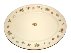 Old English Rose Oval Serving Platter 15.75" Johnson Bros Windsor Ware Gold Leaf - Picture 1 of 3