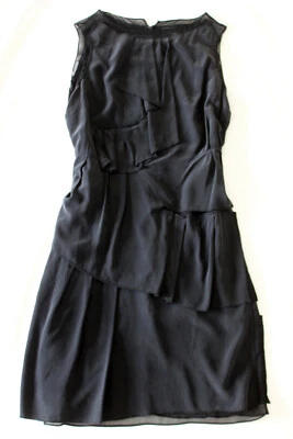 VESTIDO DE CÓCTEL THAKOON talla 10 L SEDA GASA VOLANTES FUNDA ESCALONADA mayle Foto 1 de 4