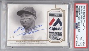 RAFAEL DEVERS PSA 8 2020 TOPPS DYNASTY #RD4 GAME-USED MAJECTIC PATCH AUTO 1/1