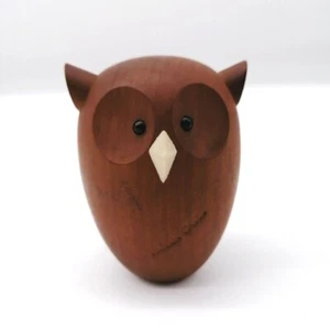 Vintage Japanese Wooden Owl Figure – Royal Pet by KOKESHI Artist OTA931 - Picture 1 of 13