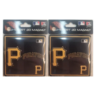2pk Pittsburgh Pirates Magnet 3D Wooden Style 3x3 Collectible MLB Official Merch - Image 1 of 4