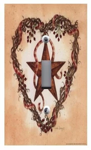 Light Switch Plate & Outlet Covers AMERICANA BARN HEART WREATH - Picture 1 of 26