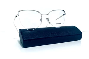 PRADA VPR 60U ZVN-1O1 GOLD CAT EYE SEMI RIMLESS EYEGLASSES 53-19-140 MM ITALY - Picture 1 of 12