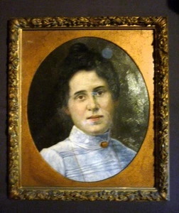 Antikes Frauenportrait auf Öl - Bild 1 von 5