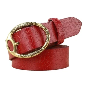 Cintura donna floreale in pelle nastro retrò moda casual fibbia - Foto 1 di 15