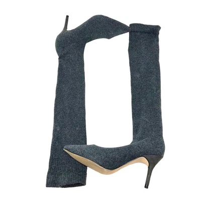 Botas Zara Gris Tejido Calcetín Tacones Hasta la Rodilla OTK Talla 35 EE. UU. 5 Foto 1 de 4