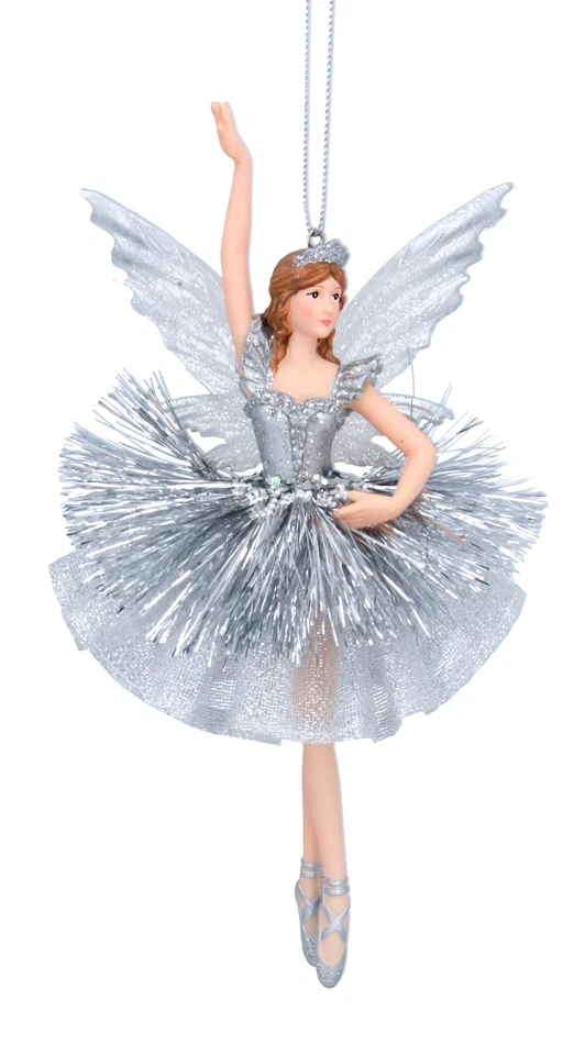 Silver Christmas Tree Decorations Gisela Graham Silver Fairy Princess Ballerina - Image 1 of 1
