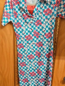 NWT Dolls Kill Hello Kitty Checkered Pink Blue dress womens Size UK10 US 6 Small - Picture 1 of 7