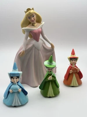 VTG Rare Disney Sleeping Beauty Flora Fauna Merryweather Ceramic Figurines - Image 1 of 4