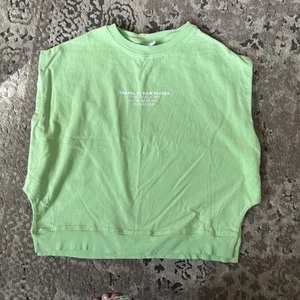 Zara Kids Girls Sleeveless Sweatshirt Shirt Lime Green Sz 13/14 - Picture 1 of 7