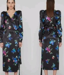 ROTATE BIRGER CHRISTENSEN BLUMENDRUCK SATIN WICKEL MIDIKLEID Gr. 0 US - Bild 1 von 5