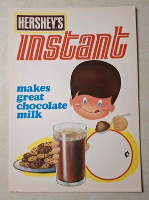 Letrero de exhibición de colección Hershey's Instantáneo Chocolate Milk Store anuncio años 60 Foto 1 de 2