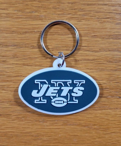 NEW YORK JETS Soft PVC Rubber Team Logo NFL Football Key Ring Key Chain Cover