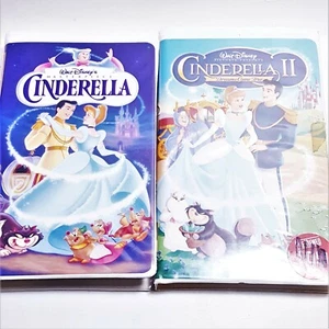 VHS Disney Classic Masterpiece Cinderella I & II Blockbuster Rental & Inserts - Picture 1 of 12