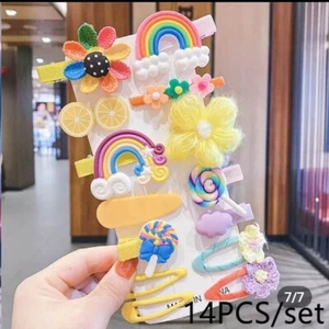 14 pcs cute kawaii hair clips set for kids UK STOCK; princess style, 3D design - Picture 1 of 1