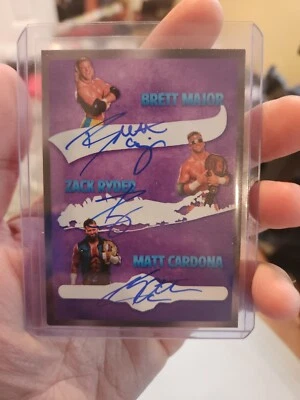New Matt Cardona Zack Ryder Brett Major 2023 Autographed Signed 76/100 MWFP Card - Image 1 of 2