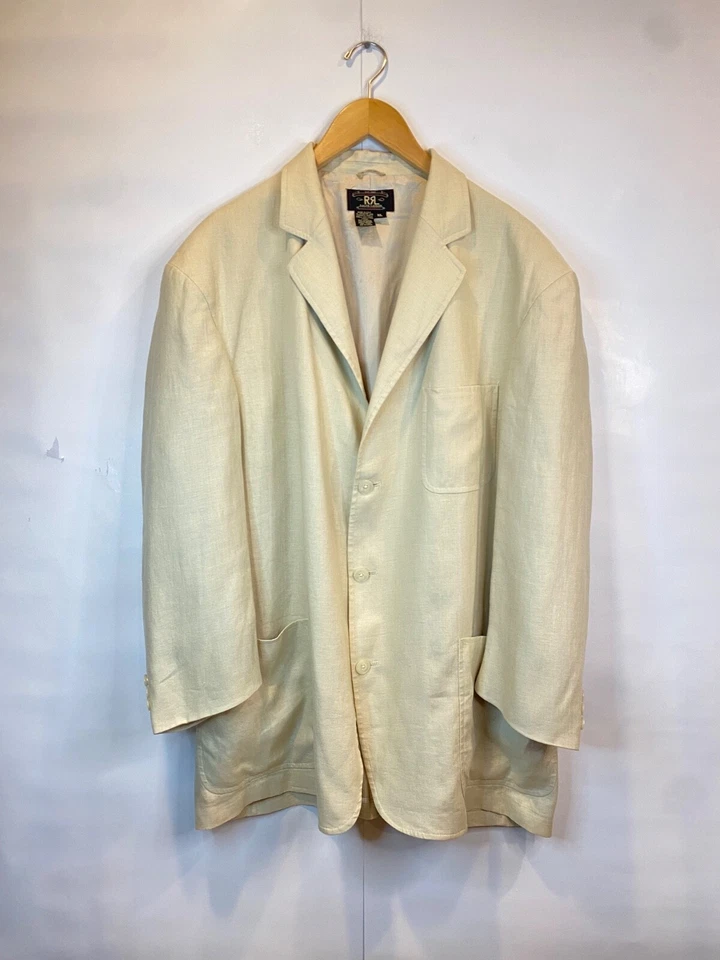 Blazer chaqueta deportiva RRL Double RL Ralph Lauren 100 % lino blanco roto para hombre XL Foto 1 de 4