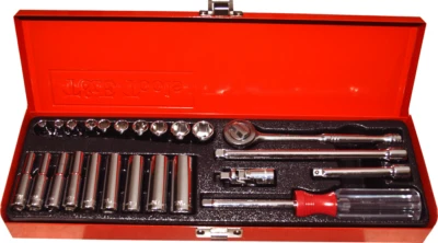 1/4" Drive Socket Set 6 Point Deep and shallow well SAE T&E Tools 92624 24 Pc - Image 1 of 3