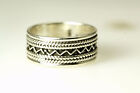 925 Sterling Silver Size 5.75 Wide Patterned Band Ring 4.1 Grams (rin6985)