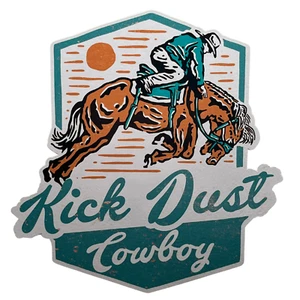 Professional Rodeo Cowboys Kick Dust Cowboy Sticker Decal Car Bumper Truck 4x4" - Picture 1 of 4