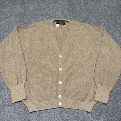 Peruvian Connection Sweater Mens Large 100% Alpaca Cardigan Tan Button Up - Image 1 of 4