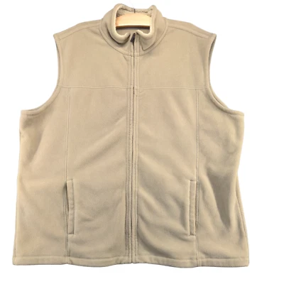 Outdoor Life Men's Full Zip Fleece Vest Tan XXL 2XL Sleeveless Mock Neck - Image 1 of 4